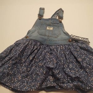 4T Oshkosh B'gosh Denim Overall Dress, Floral Print Skirt